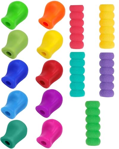 TOZBLEU Schreibhilfe für Stift Kinder - 15 pcs schreibhilfe für stift kinder,Stifthalter Kinder Hilfe Silikon Schreibhilfe Stifthaltung Ergonomische Stifte Kinder für Linkshänder oder Rechtshänder von TOZBLEU