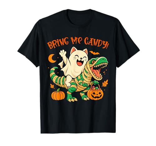 Süße Geisterkatze auf Dino-Mumie - Halloween Kinder Design T-Shirt Süße Geisterkatze auf Dino-Mumie - Halloween Kinder Design T-Shirt von TP Süßes Halloween Süßigkeiten Dino Katzen-Design