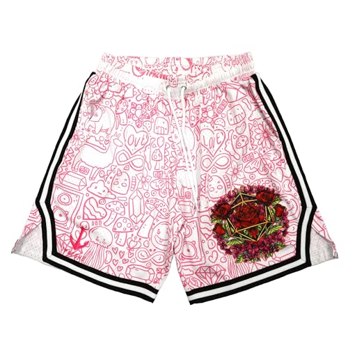 TPAZGHE Basketball Athletic Shorts Herren – Mesh Gym Sport Workout Training Kordelzug Retro Casual Fashion Short mit Taschen, A009, XL von TPAZGHE