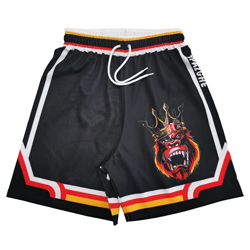 TPAZGHE Basketball-Shorts für Herren, Netzstoff, Fitnessstudio, Sport, Workout, Training, Kordelzug, Retro-Laufshorts mit Taschen, Schwarz, XX-Large von TPAZGHE