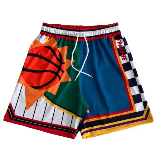 TPAZGHE Mens Sports Short Quick Dry Polyester Vintage Basketball Shorts with Pocket(Designs 001,X-Small) von TPAZGHE