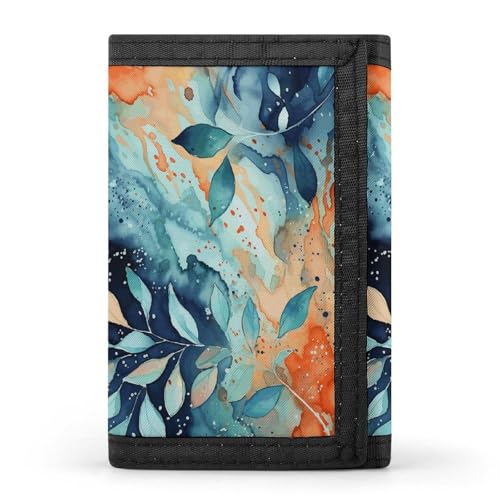 TPDHJK Schlanke Herren-Geldbörse mit Aquarell-Muster, dreifach gefaltet, Polyester, minimalistische Mini-Geldbörse, geeignet für Arbeit, Reisen und den täglichen Gebrauch, Aquarell-Muster, von TPDHJK