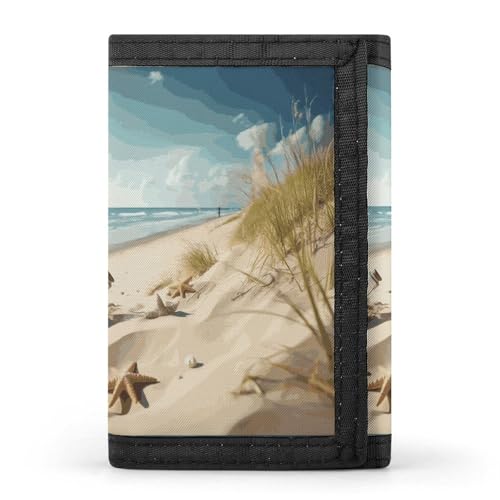 TPDHJK Schlanke Herren-Geldbörse mit Strand-Aufdruck, dreifach gefaltet, Polyester, minimalistische Mini-Geldbörse, geeignet für Arbeit, Reisen und den täglichen Gebrauch, Strand und Meer, von TPDHJK