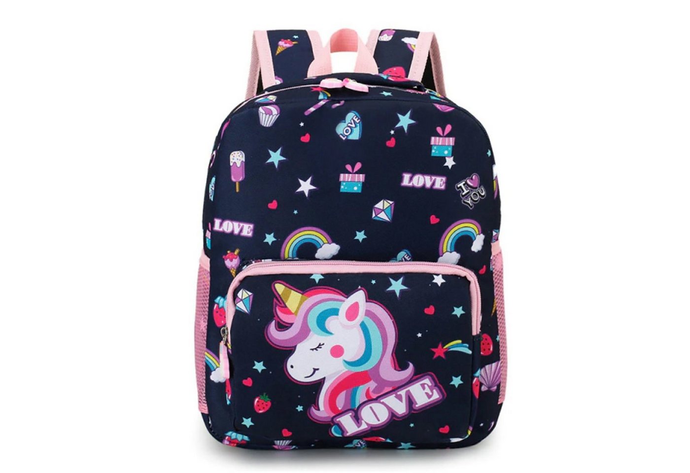 TPFLiving Kindergartentasche mit gepolsterten Schulterriemen (Mädchen Einhorn Rucksack Kindergarten geeignet), Mädchen Kinderrucksack Einhorn Regenbogen in 4 Farben zur Auswahl von TPFLiving