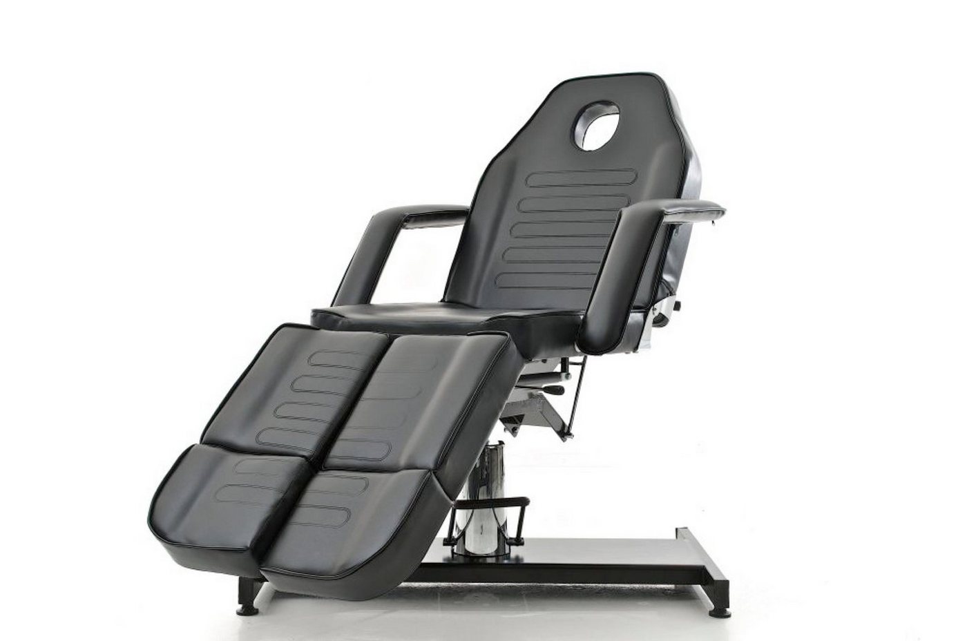 TPFLiving Massageliege Sphere - Hydraulische Kosmetikliege (Massagebett 360° drehbar. Sitzhöhe 60 - 75 cm, Massagesessel bis zu 400 kg belastbar), mit Feinzellenschaumstoff gepolstert - Material: Kunstleder schwarz von TPFLiving