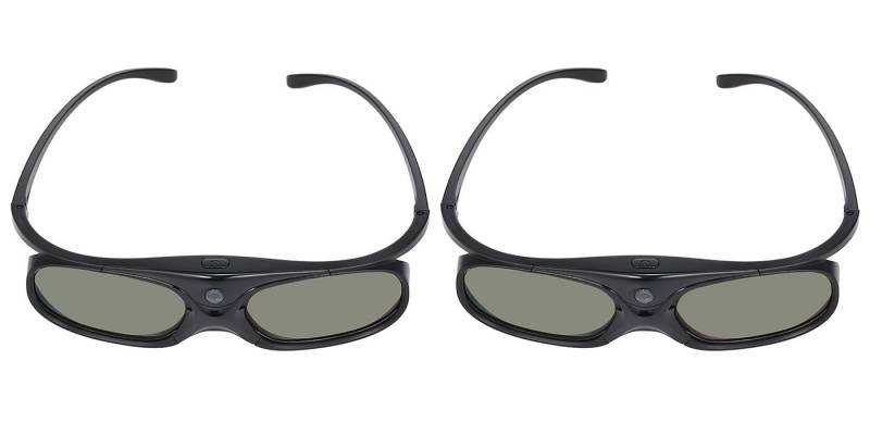 TPFNet 3D-Brille Aktive Shutterbrille kompatibel mit DLP 3D Beamer, wiederaufladbare 3D Brille, DLP Link - Schwarz - 2 Stück von TPFNet