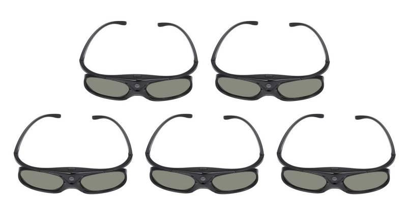 TPFNet 3D-Brille Aktive Shutterbrille kompatibel mit DLP 3D Beamer, wiederaufladbare 3D Brille, DLP Link - Schwarz - 5 Stück von TPFNet