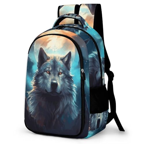 Schulrucksack Mädchen Jungen Tier Wolf Schulranzen Teenager Schultasche Rucksack Sporttasche Daypack Wolves Print Backpack Für Schule Reisen von TPISLI