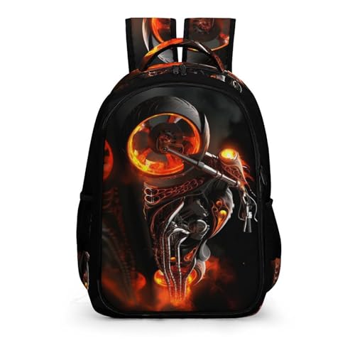TPISLI Ranzen Mädchen 5 Klasseranzen Fire Motorrad Kinder Ranzen 3. Klasse Für Jungs Schulrucksack Mädchen Auto Drucke Leichter Reise Outdoor Freizeit von TPISLI