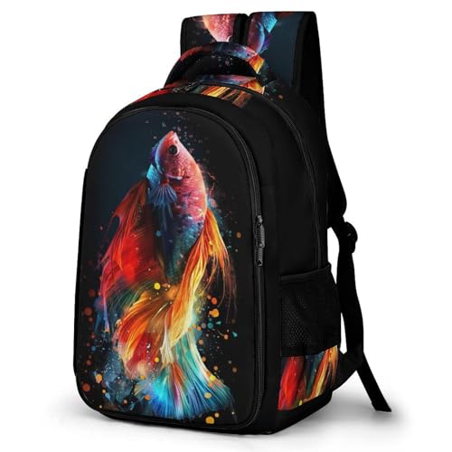 TPISLI Ranzen Mädchen 5 Klasseranzen Goldfisch Schultertasche Teenager Schulranzen Mädchen 1. Klasse Fantasy Fisch Leichter Reise Outdoor Freizeit von TPISLI