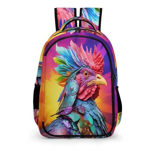 TPISLI Rucksack Jugendliche Mädchen Gallisches Huhn Schulranzen 5.klasse Jungen Schulranzen Mädchen 1. Klasse Tiere Leichter Reise Outdoor Freizeit von TPISLI