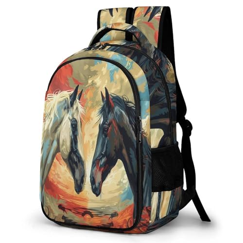 TPISLI Rucksack Jugendliche Mädchen Pferd Rucksack Für Kinder Von 10 Bis 11 Jahren Tier Ranzen 5 Klasse Leichter Reise Outdoor Freizeit von TPISLI