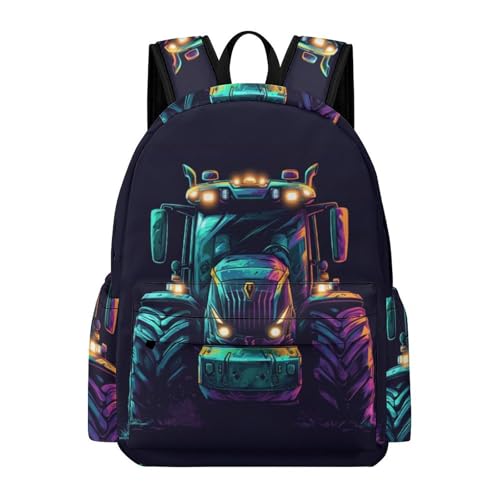 TPISLI Rucksack Jungen 8 Jahre Traktor Schulrucksack Jungen 5.klasse Schulranzen Mädchen 1. Klasse Auto-Muster Leichter Reise Outdoor Freizeit von TPISLI