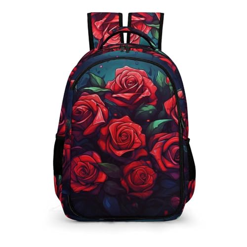 TPISLI Rucksack Mit Rosen Rucksack Kinder 10 Jahre Blume Rosen Rucksack Mädchen Leichter Reise Outdoor Freizeit von TPISLI