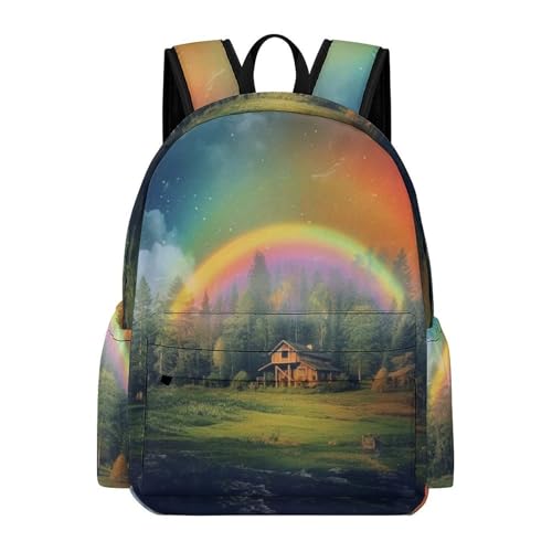 TPISLI Rucksack Regenbogen Schultasche Rucksack Für Kinder Von 10 Bis 11 Jahren Schulrucksack Mädchen Buntes Landschaft Leichter Reise Outdoor Freizeit von TPISLI