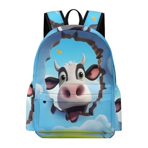 TPISLI Rucksack Schule Kuh Rucksack Für Kinder Von 10 Bis 11 Jahren Schulranzen Mädchen 1. Klasse Tier Kuh Leichter Reise Outdoor Freizeit von TPISLI