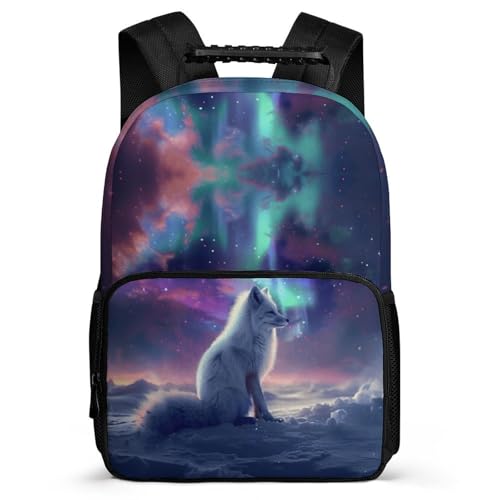 TPISLI Rucksack Weißer Fuchs Mädchen Klassen 3-6 Schulranzen Kinder Grundschule Schulrucksack Tier-Print Schultasche Jungen Schule Schulrucksack Ab 9 Jahre Mädchen 40x28x16cm von TPISLI