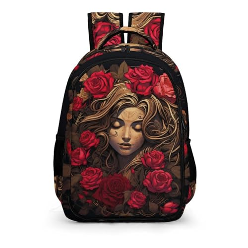 TPISLI Schulranzen Mädchen Rosen Schultertasche Teenager Blume Rucksack Leichter Reise Outdoor Freizeit von TPISLI