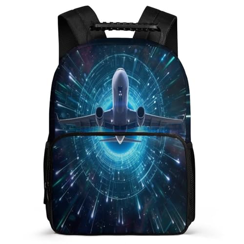TPISLI Schulrucksack Jungen Ab 6-10 Jahre Schultasche Flugzeug-Druck Mädchen 1-3 Klasse Schule Schulranzen Flugzeug-Motiv Rucksack Kinder Mit Verstellbare, Breite Schultergurt Für Primäre von TPISLI