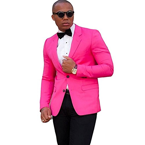TPSAADE Benutzerdefinierte gemacht 2 Stück Mode Pink Männer Anzug Slim Fit Bräutigam Formale Mann Hochzeit passt Smoking tragen rosa Jacke + Hose schwarz (XXXL) von TPSAADE