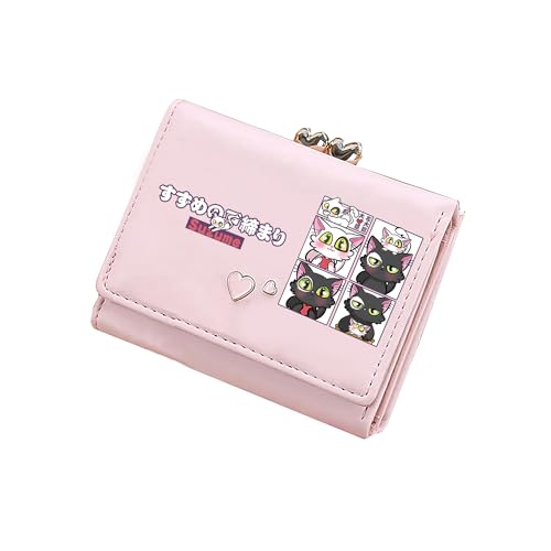 Kawaii Katze Kurze Brieftaschen Cartoon ID Kartenhalter Frauen Kleine Münzen Geldbörsen Anime Geld Taschen Rosa Ändern Kupplung, Pink, small, Stil 3 von TPSTBAY