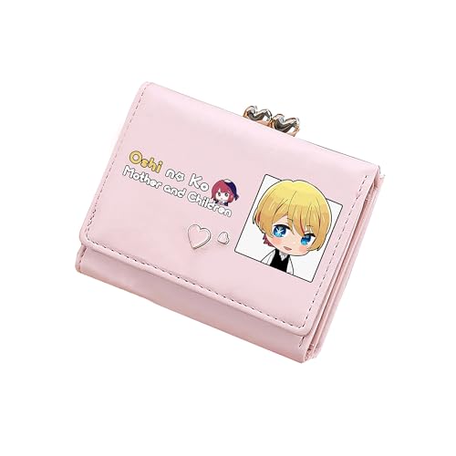 OSHI NO KO Kawaii Kurze Brieftaschen Rosa ID Kartenhalter Frauen Cartoon Geldbörse Anime Kleine Geld Taschen, Pink, small, Stil 1 von TPSTBAY