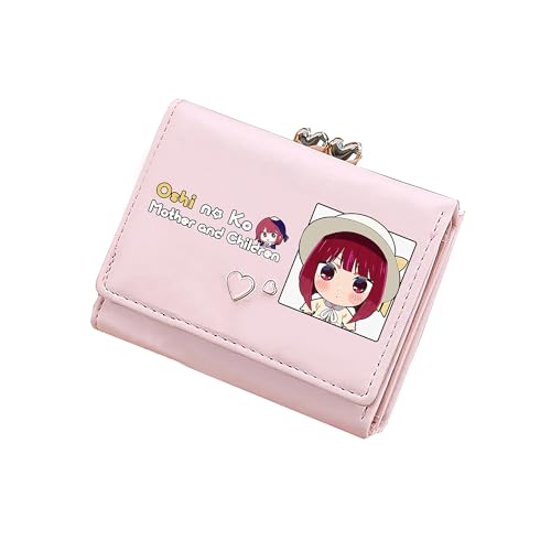 OSHI NO KO Kawaii Kurze Brieftaschen Rosa ID Kartenhalter Frauen Cartoon Geldbörse Anime Kleine Geld Taschen, Pink, small, Stil 3 von TPSTBAY