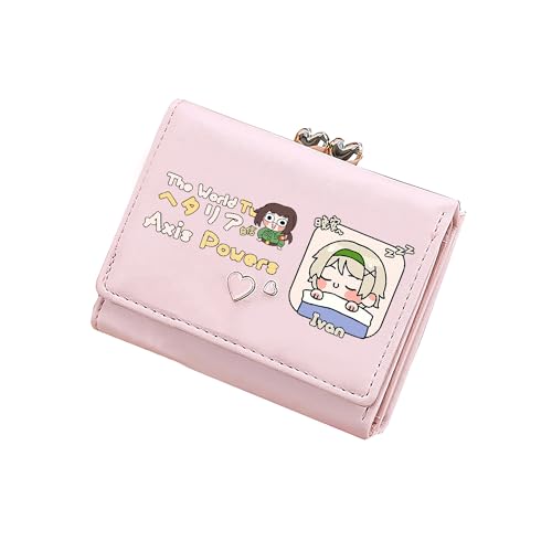 TPSTBAY Axis powers Cartoon Kurze Geldbörsen Mädchen Rosa PU Leder Münzen Geldbörsen Kawaii ID Kartenhalter Kleine Kleingeldtaschen, Pink, Small, Stil 4 von TPSTBAY