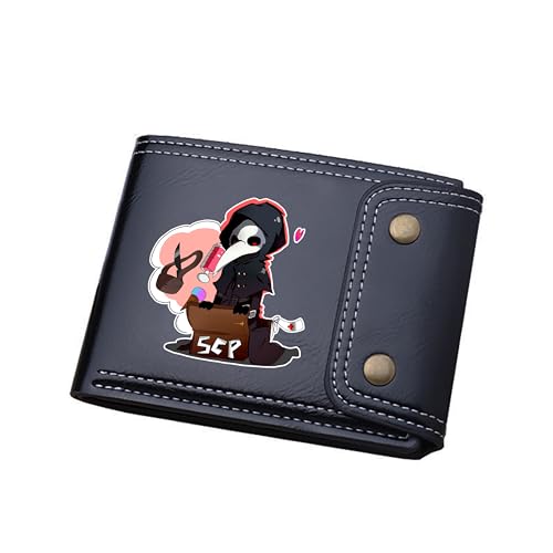 TPSTBAY SCP Foundation Anime Kurze Brieftaschen Öl Wachs Leder Jungen Münzen Geldbörsen Cartoon ID Kartenhalter Männer Schwarz Geld Kupplung Taschen, Schwarz, big, Stil 6 von TPSTBAY