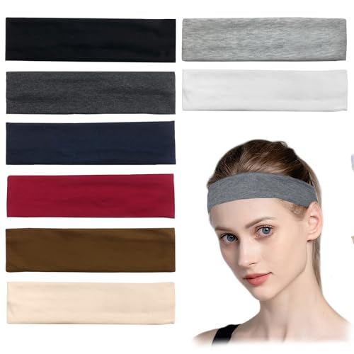 TPTGIAR 8 Stück Haarband Damen, Haarbänder Damen Sommer, Headband Schweißabsorbierende, 5,5cm Breites Stirnband Dünn Unisex Elastische Antirutsch Weiches, Geeignet für Yoga Sport Fitness TPTGIAR 8 Stück Haarband Damen, Haarbänder Damen Sommer, Headband Schweißabsorbierende, 5,5cm Breites Stirnband Dünn Unisex Elastische Antirutsch Weiches, Geeignet für Yoga Sport Fitness von TPTGIAR