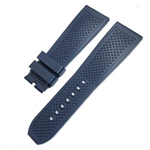 TPUOTI 22 mm 24 mm Gummi-Uhrenarmband 23 mm passend für Calibre de Cartier Tank Solo Santos DE Wasserdichtes Silikon-Uhrenarmband Schmetterlingsschnalle (Farbe: Blau ohne Schnalle, Größe: 23 mm) von TPUOTI