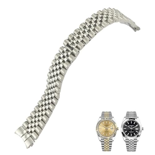 TPUOTI 316L Edelstahl Uhrenarmband 20mm passend für Rolex Datejust Oyster Perpetual 36mm Zifferblattband Silber Gold Massives Armband, 20mm, agate von TPUOTI