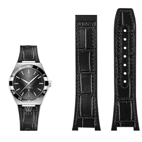 TPUOTI Armband aus echtem Leder mit Silikonbasis für das Uhrenarmband der Omega Constellation-Serie Perfect Observatory 131.13 Manhattan-Serie(Black NO) von TPUOTI