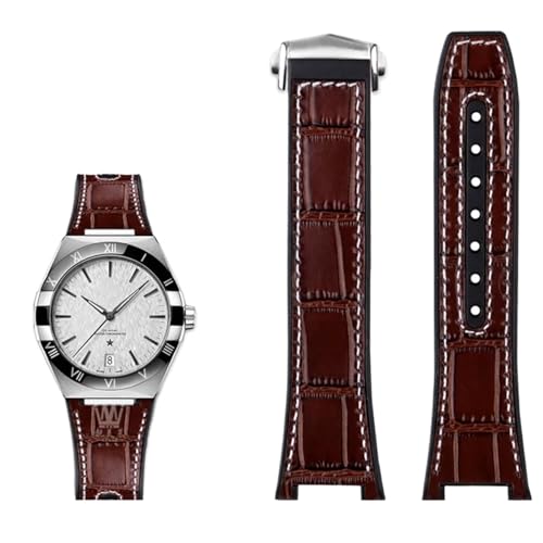 TPUOTI Armband aus echtem Leder mit Silikonbasis für das Uhrenarmband der Omega Constellation-Serie Perfect Observatory 131.13 Manhattan-Serie(Brown NO) von TPUOTI