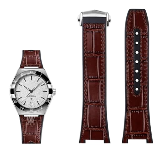 TPUOTI Armband aus echtem Leder mit Silikonbasis für das Uhrenarmband der Omega Constellation-Serie Perfect Observatory 131.13 Manhattan-Serie(Brown silver) von TPUOTI
