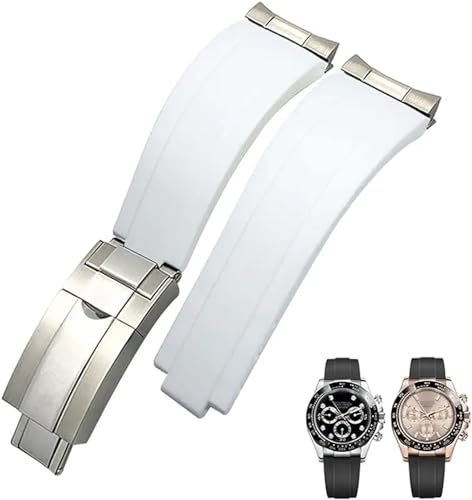 TPUOTI Gummi-Armband mit kurzer Schnalle, 20 mm, 21 mm, passend für Rolex Daytona Submariner Role Oysterflex Yacht Master, kleines Handgelenk, Silikon, 20 mm, Achat von TPUOTI