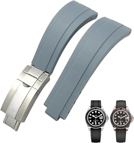 TPUOTI Gummi-Armband mit kurzer Schnalle, 20 mm, 21 mm, passend für Rolex Daytona Submariner Role Oysterflex Yacht Master, kleines Handgelenk, Silikon, 21 mm, Achat von TPUOTI