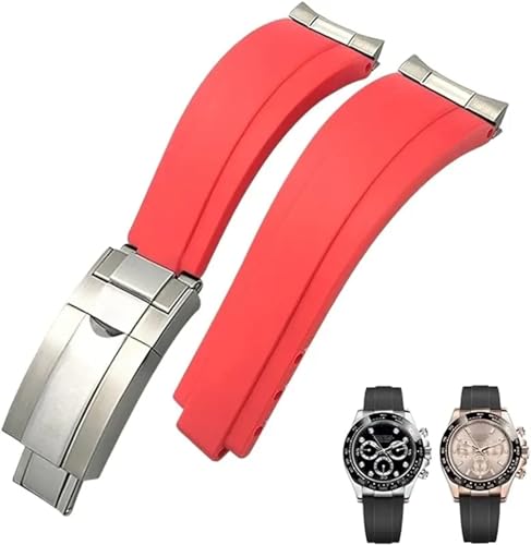 TPUOTI Gummi-Armband mit kurzer Schnalle, 20 mm, 21 mm, passend für Rolex Daytona Submariner Role Oysterflex Yacht Master, kleines Handgelenk, Silikon, 21 mm, Achat von TPUOTI