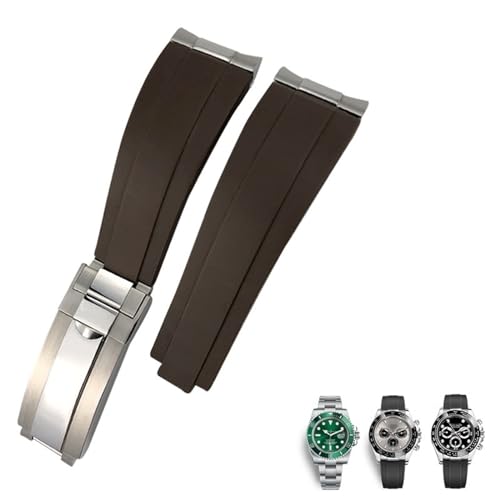 TPUOTI Metall-Uhrenarmband aus Gummi, gebogenes Ende, 20 mm, Sportarmband für Rolex Daytona GMT Watch, Yacht Master, Submariner, modischer grüner Gürtel, 20 mm, Achat von TPUOTI