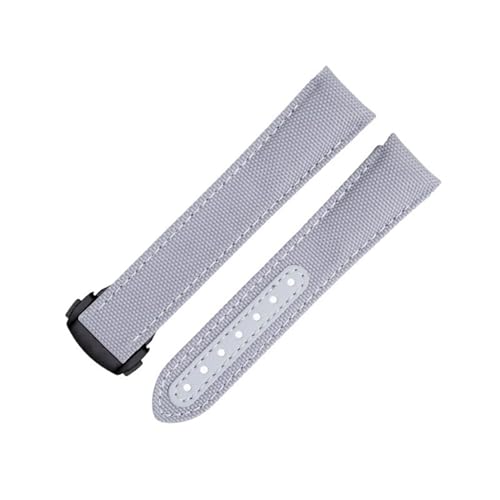 TPUOTI Omega-Armband für AT150 Seamaster 300 Planet Ocean De Ville Speedmaster Speedmaster Uhrenarmband mit gebogenem Ende, 20 mm, Grau, hochdichtes Nylon-Rindsleder, 20 mm, Achat von TPUOTI