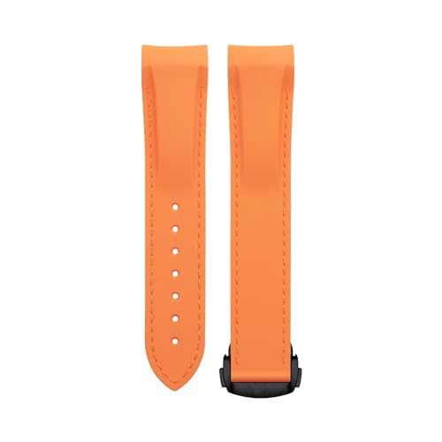 TPUOTI Weiches, flexibles Gummiarmband für Omega Speedmaster Moonwatch Seamaster 300 AT150 PLANET OCEAN 600 Armband 20/21/22 mm schwarze runde Schnalle(Orange Orange,21mm) von TPUOTI