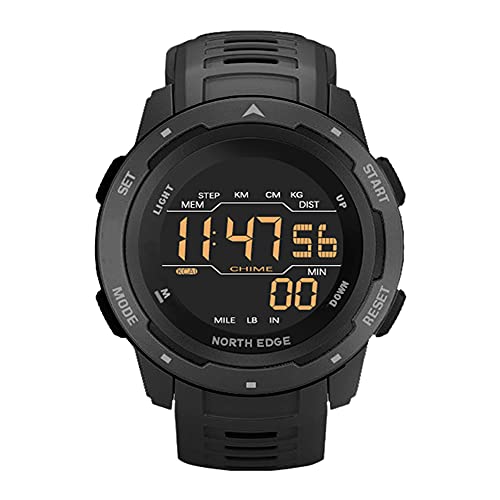 50 Mt wasserdichte Studenten Uhren Fitness Uhr Smart Watch Sport Digital Wrist Watch Outdoor Swimming Armbanduhr Kalorien Hintergrundbeleuchtung Schrittzähler Herren Militär Bergsteigen (Black) von TPWEWRX