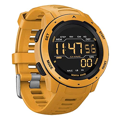 50 Mt wasserdichte Studenten Uhren Fitness Uhr Smart Watch Sport Digital Wrist Watch Outdoor Swimming Armbanduhr Kalorien Hintergrundbeleuchtung Schrittzähler Herren Militär Bergsteigen (Yellow) von TPWEWRX