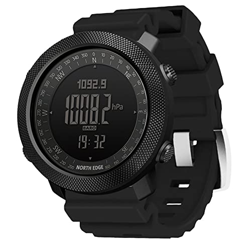 TPWEWRX Digitale Sportuhr für Herren 50M wasserdicht Taktische Uhr Militäruhren intelligente militärische elektronische Armbanduhr mit Höhenmesser Barometer Kompass für Herren (Black) von TPWEWRX