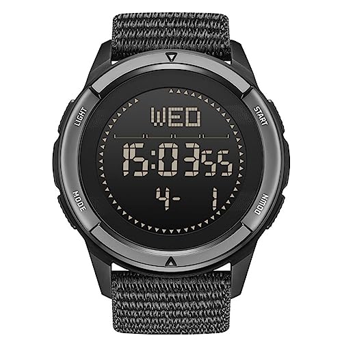 TPWEWRX Herren Outdoor Sport Digitaluhr mit Kohlefasergehäuse LED Hintergrundbeleuchtung 50M Wasserdicht Taktische Uhr Militär Uhren Kompass Smart Military Elektronische Armbanduhr (Black) von TPWEWRX