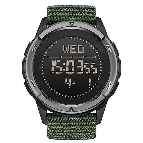 TPWEWRX Herren Outdoor Sport Digitaluhr mit Kohlefasergehäuse LED Hintergrundbeleuchtung 50M Wasserdicht Taktische Uhr Militär Uhren Kompass Smart Military Elektronische Armbanduhr (Green) von TPWEWRX