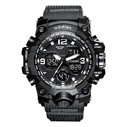 TPWEWRX Herren Sportuhr Outdoor Uhren Militäruhren 50M wasserdichte Dual Display Digitale Armbanduhr mit Stoppuhr Alarm LED Hintergrundbeleuchtung zum Laufen & Schwimmen (Black) von TPWEWRX