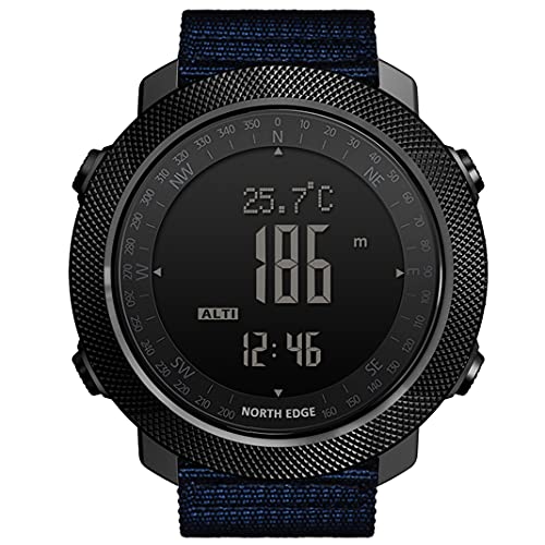 TPWEWRX Outdoor Militäruhr für Herren multifunktional digital Handgelenk Armbanduhr Nylonband 50M Höhenmesser Barometer Kompass wasserdichte Uhr für Bergsteigen Schwimmen Fitness (Blue) von TPWEWRX