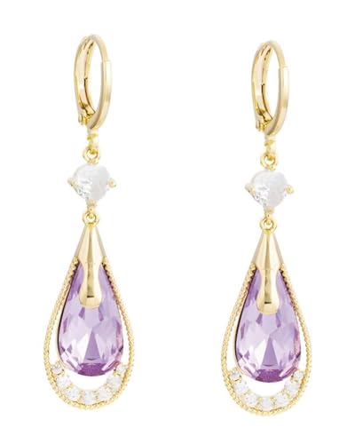 1 Paar Premium Feeling lila Diamant Ohrringe, böhmische Ohrringe, Damen Ohrringe, Cutout Mode Ohrringe, Strass Ohrringe für Frauen und Mädchen von TPZORJX