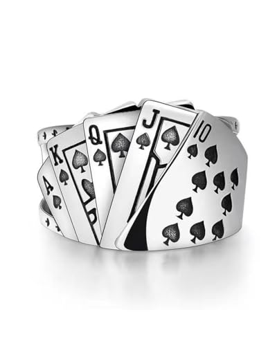 1 Stück Flush Spielkarten Ringe, Bohème Ringe, Silber Ringe, Finger Ringe Mode Knöchel Ringe für Damen und Mädchen von TPZORJX